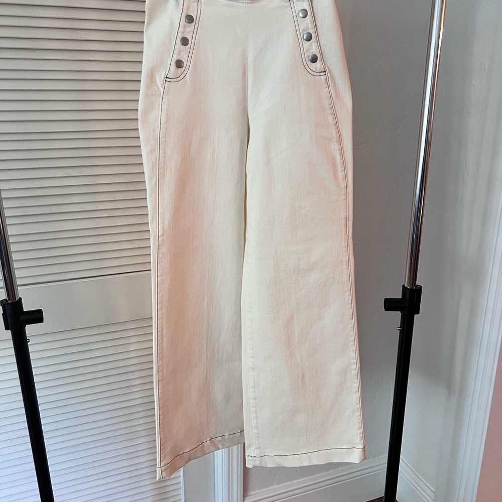 Frame Denim Cream Wide Leg Jeans